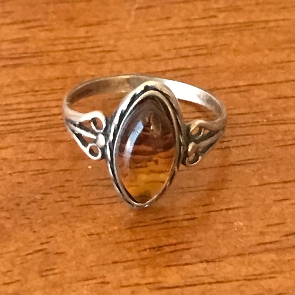 Sterling Silver Amber Ring
